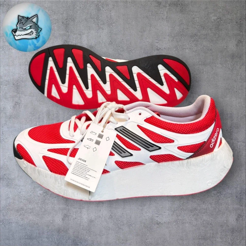 Adidas Adizero Aruku Running Casual Shoes Men's Size 10.5 White Pure Ruby JI0308